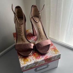 (a steal!) sam edelman rose gold sandal chunky heels size 7.5